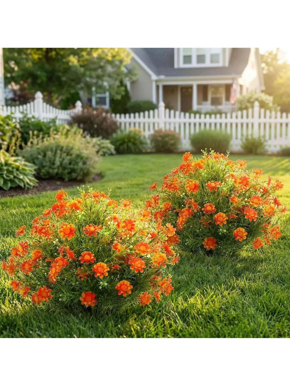Yunlly Artificial Boxwood Topiary Trees, Orange, 2-Piece, Fall Decor,